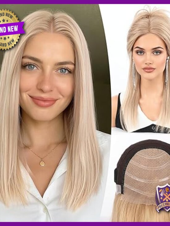 16 Inch Human Hair Wig with Silicone Pads, Glueless Lace Front main image 4